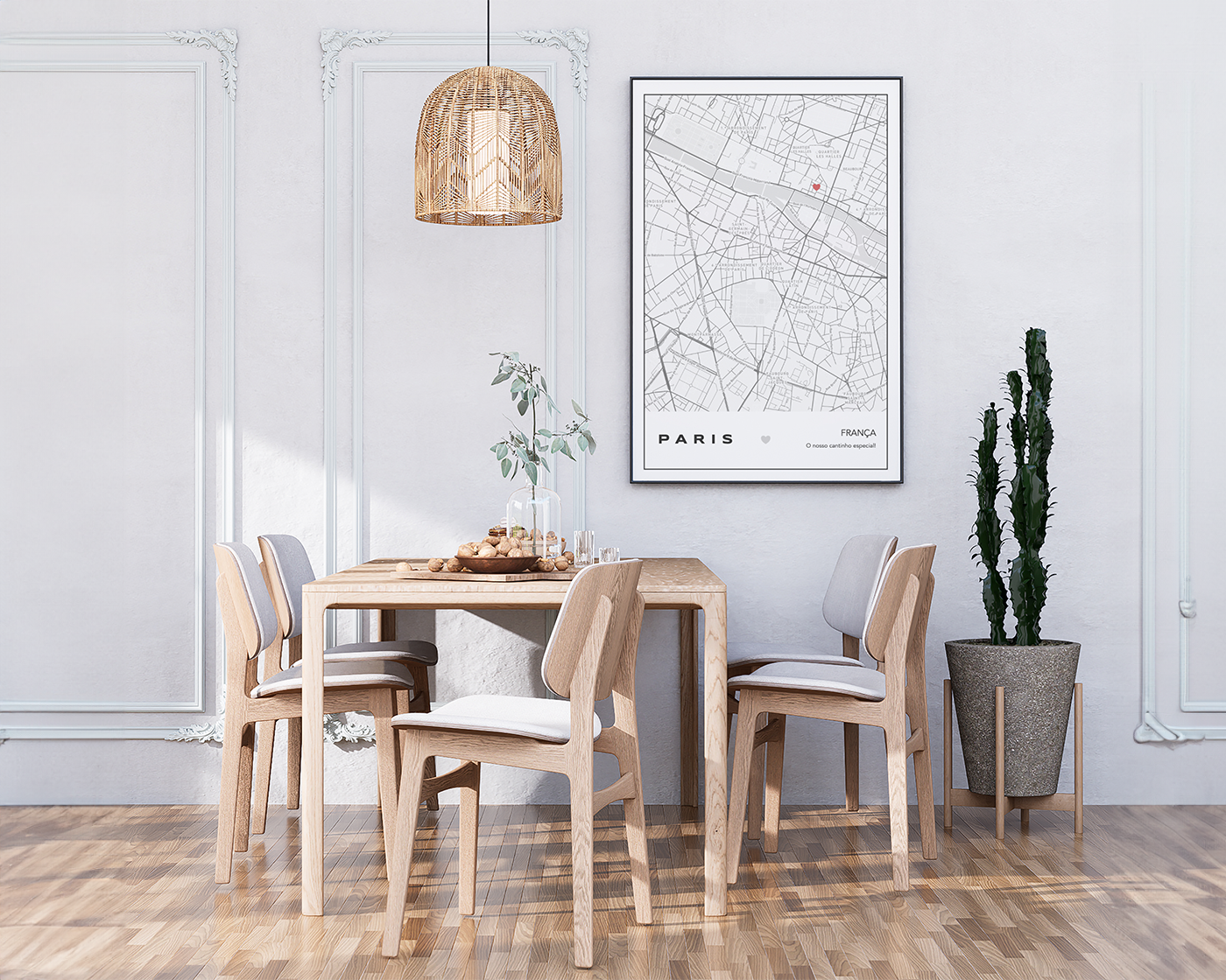 Living room featuring a wall art of a personalized city map of Paris