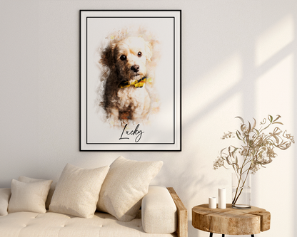 Personalized Wall art of a Dog in watercolour style